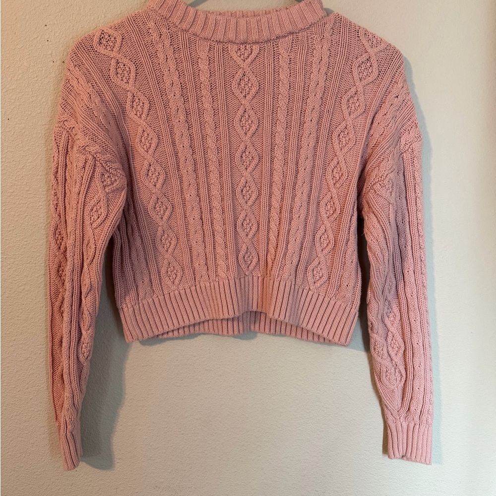 Gap x Loveshackfancy Pink Cable Knit Sweater M Girls Cottagecore Preppy Classic